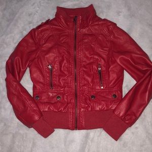 Red Faux Leather Jacket